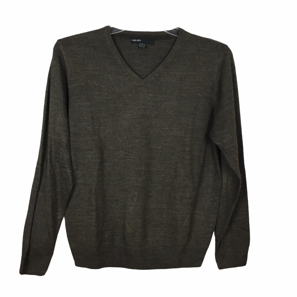C&A Mens Brown V-Neck Sweater. Size Small